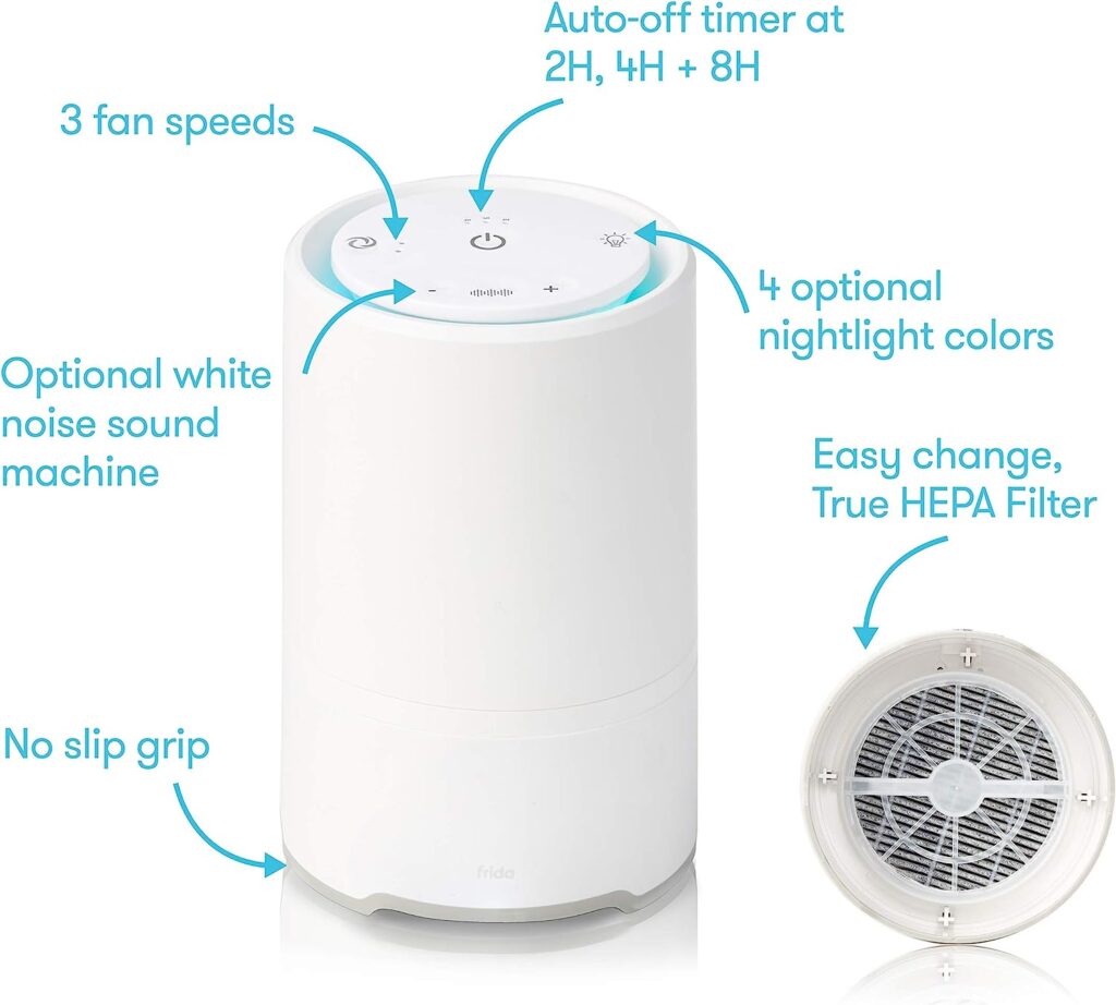 Frida Baby 3-in-1 Sound Machine, Air Purifier + Nightlight with 3 Fan Speeds and Easy-Change Filter