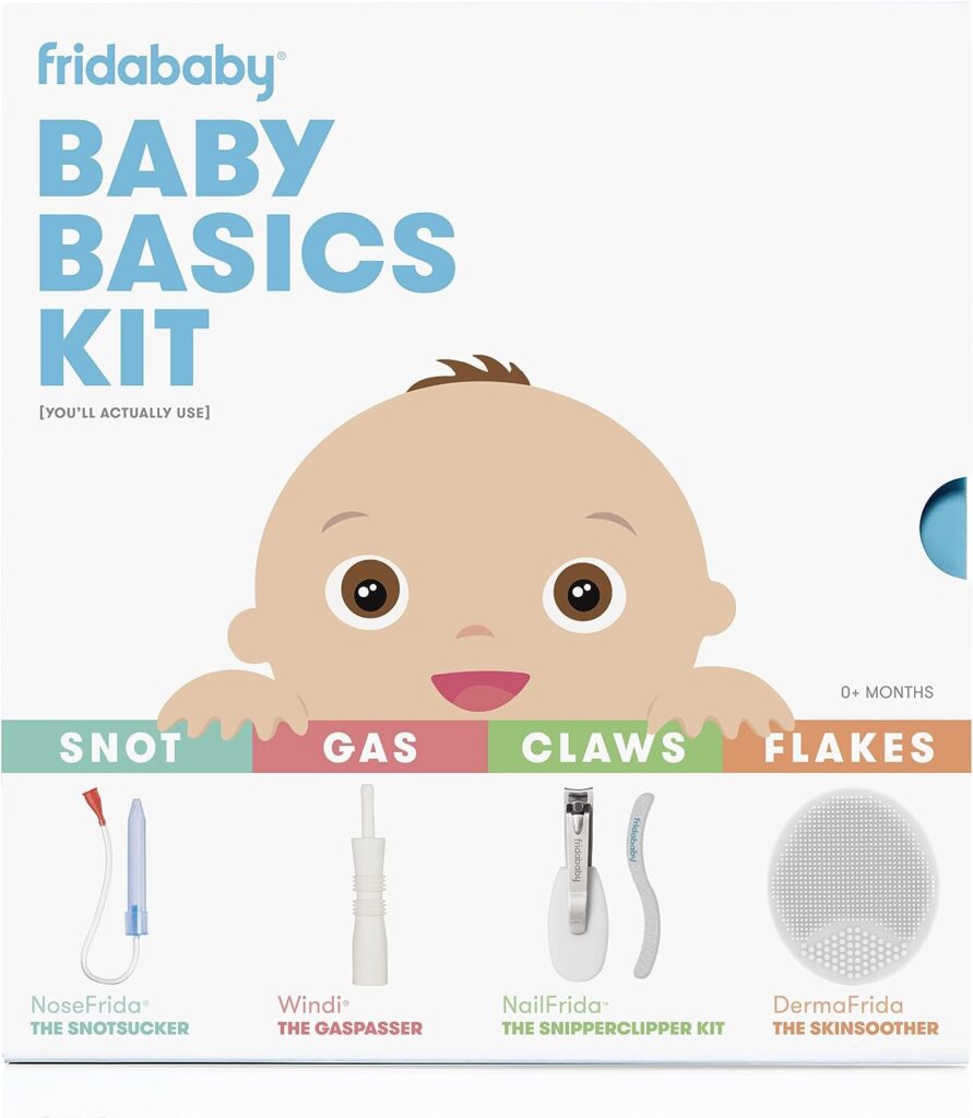 Frida Baby Baby Basics Kit|Includes NoseFrida, NailFrida, Windi, DermaFrida + Silicone Carry Case