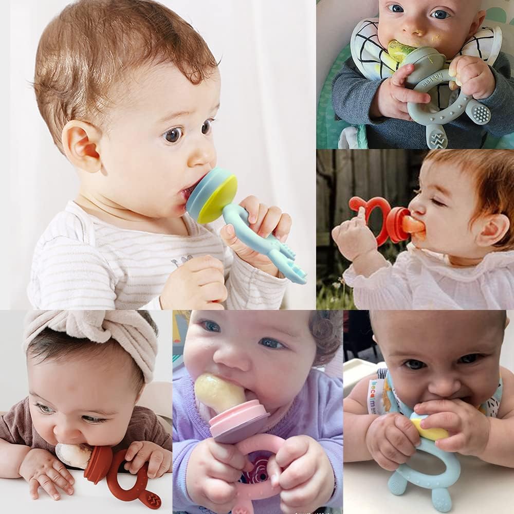 Haakaa Baby Fruit Food Feeder Pacifier | Breastmilk Popsicle Molds for Teething | Silicone Feeder and Teether for Baby Teething Relief Infant Safely Self Feeding, BPA Free (Pea Green)