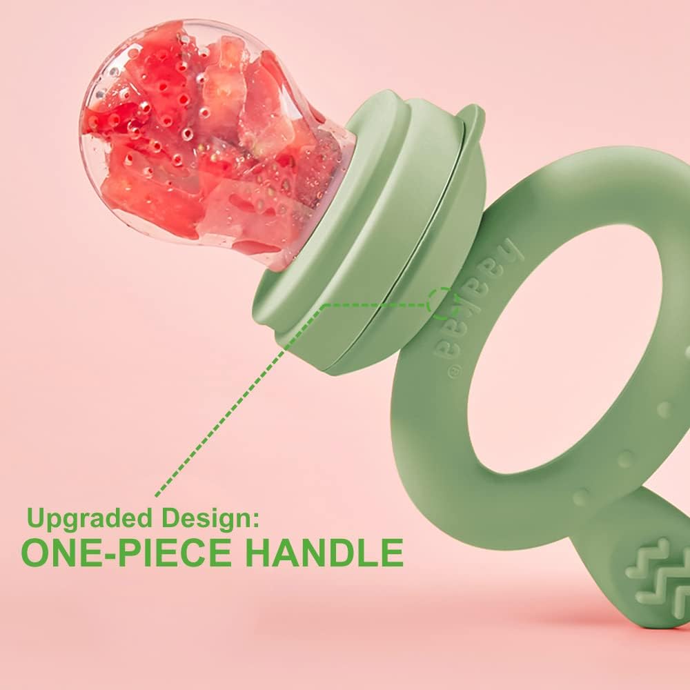 Haakaa Baby Fruit Food Feeder Pacifier | Breastmilk Popsicle Molds for Teething | Silicone Feeder and Teether for Baby Teething Relief Infant Safely Self Feeding, BPA Free (Pea Green)