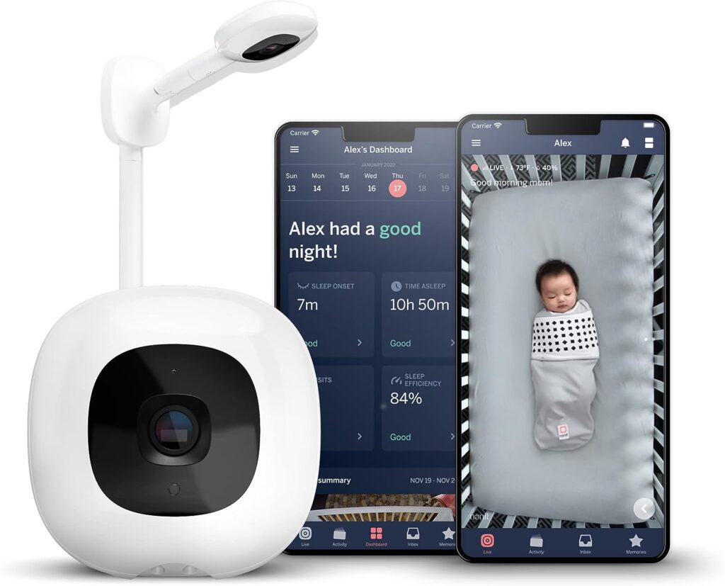 Nanit Pro Smart Baby Monitor Wall Mount – Wi-Fi HD Video Camera, Sleep Coach and Breathing Motion Tracker, 2-Way Audio, Sound and Motion Alerts, Nightlight and Night Vision, Includes Breathing Band