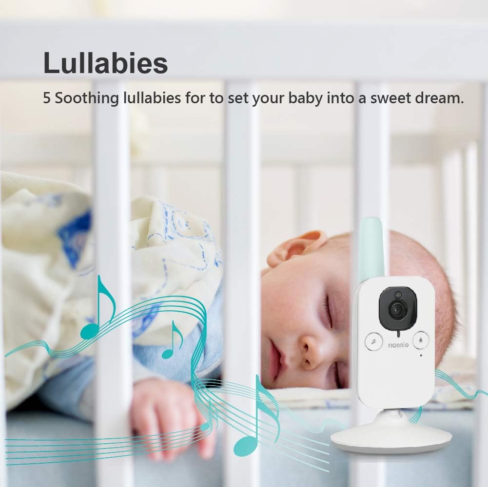 nannio Hero3 Video Baby Monitor with Night Light Vibration Assistant, 3.5 Baby Camera Monitor, Sound Activated, Lullaby, Room Temperature, Two-Way Audio, Newborns, Pets, Elderly, 2 Years Warranty : Baby