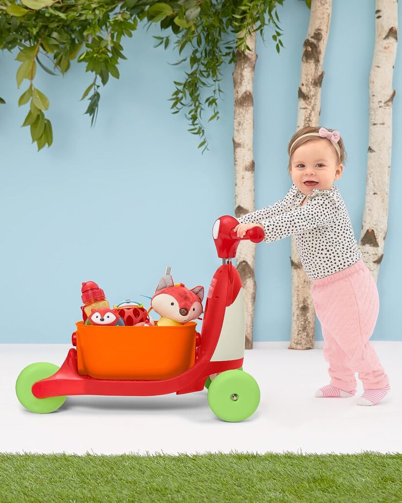 Skip Hop 3-in-1 Baby Activity Push Walker to Toddler Scooter, Zoo Fox